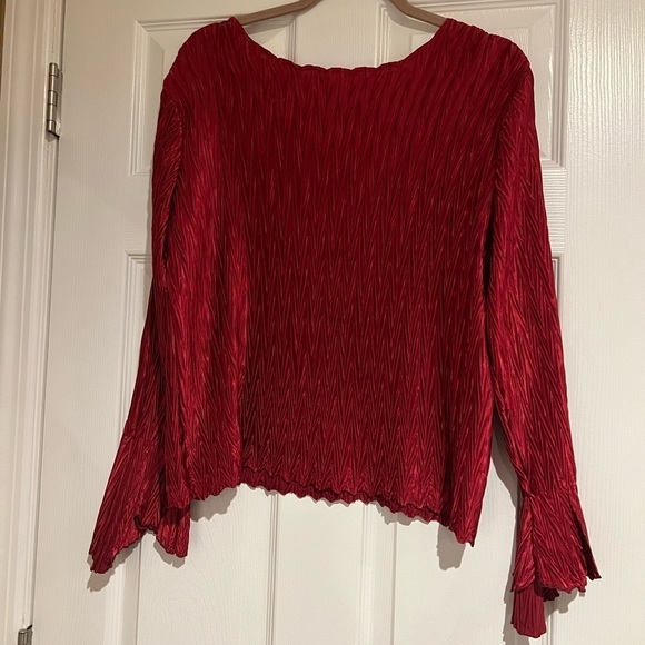 libra Red Bell Sleeve Textured Blouse Women’s Size XL - Picture 3 of 12